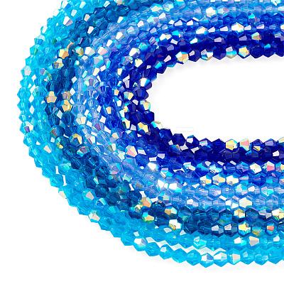 10 Strands 5 Colors Electroplate Transparent Glass Beads Strands EGLA-TA0013-78B-1