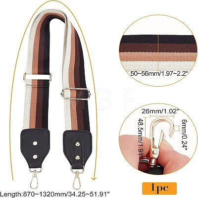 Stripe Pattern Cotton Fabric & PU Leather Bag Straps FIND-WH0001-55C-1