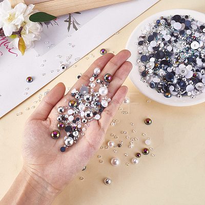 60g Resin patch multi size mixed pearl patch DIY jewelry accessories(2 bags) JX586N-1