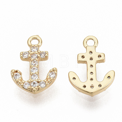 Brass Micro Pave Cubic Zirconia Charms ZIRC-T011-06G-NF-1