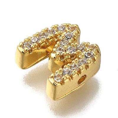 Rack Plating Brass Micro Pave Clear Cubic Zirconia Beads KK-G500-30G-M-1