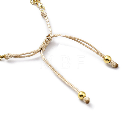 Adjustable Glass Beaded & Brass Chains Link Bracelet for Women BJEW-O187-12-1