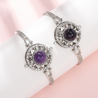 Rotating Sun Natural Amethyst Link Bracelets GG-CBA0251-11P-13-1