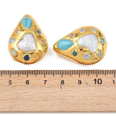 Dyed Synthetic Turquoise & Natural Quartz & Glass Beads KK-H516-17G-1