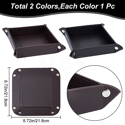 Gorgecraft 2Pcs 2 Colors PU Leather Cosmetic Keychain Storage Plates DJEW-GF0001-53-1