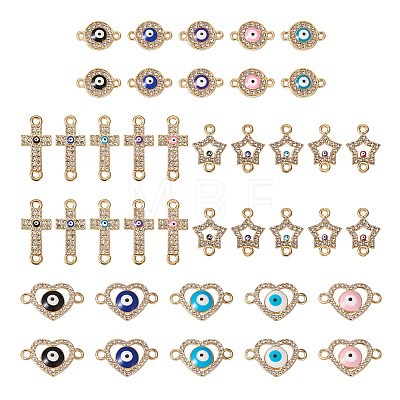 40Pcs 20 Styles Evil Eye Zinc Alloy Enamel Connector Charms ENAM-TA0001-37-1