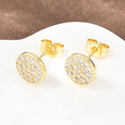 Brass Micro Pave Clear Cubic Zirconia Stud Earrings EJEW-F405-06G-1