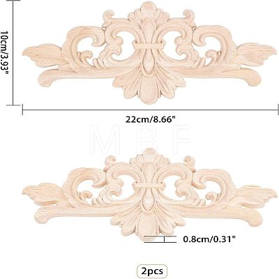 Olycraft Rubber Wood Carved Onlay Applique AJEW-OC0001-51A-1