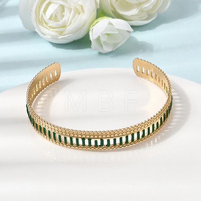 304 Stainless Steel Enamel Open Cuff Bangles BJEW-K264-07G-1