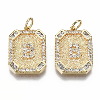 Brass Micro Pave Clear Cubic Zirconia Pendants KK-S356-234B-G-NF-1