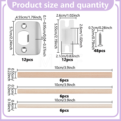 6 Bags Stainless Steel Door Lock Strikes Plate Set For Protections FIND-GO0004-45-1