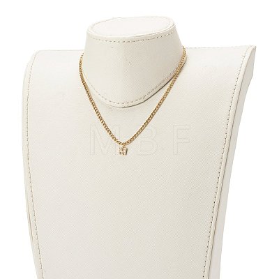 Brass Micro Pave Clear Cubic Zirconia Initial Pendant Necklaces NJEW-JN03506-1