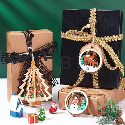 GORGECRAFT 6Pcs 6 Styles Wooden Christmas Ornaments WOOD-GF0001-51-1