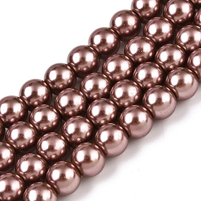 Baking Painted Pearlized Glass Pearl Round Bead Strands HY-Q330-8mm-92-1