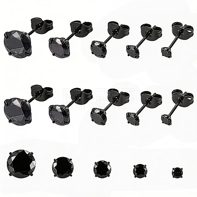 10Pcs 5 Styles 304 Stainless Steel Stud Earrings EJEW-SC0002-28-1