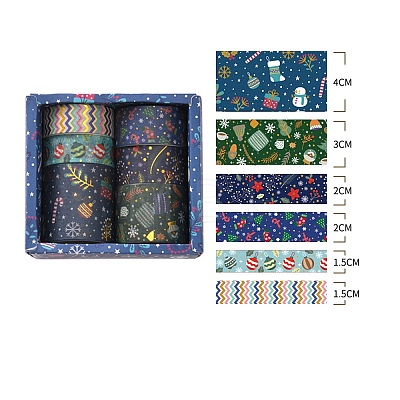 6 Rolls Christmas Hot Stampe Paper Decorative Paper Tapes Set STIC-H002-08D-1