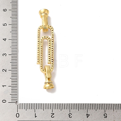 Paperclip Rack Plating Brass Micro Pave Clear Cubic Zirconia Fold Over Clasps KK-A225-08G-1