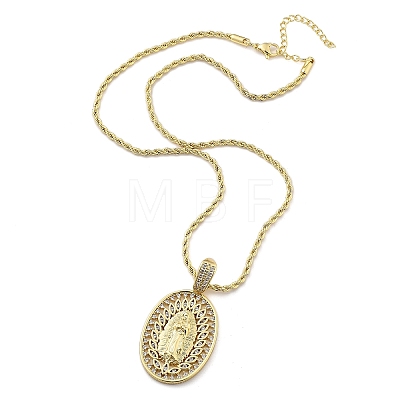 Brass Cubic Zirconia Pendant Necklaces for Women NJEW-U034-01B-G-1