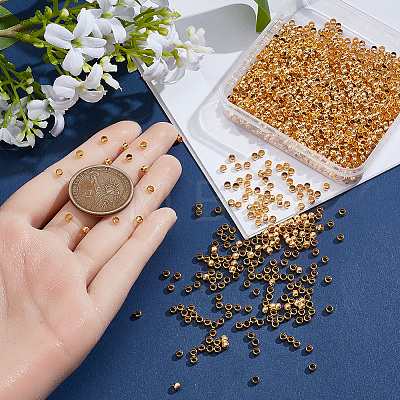 2000Pcs Brass Crimp Beads KK-SP0002-61G-1