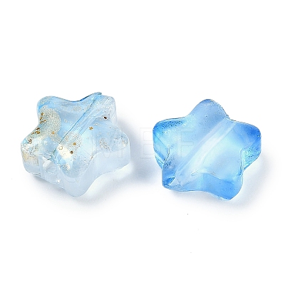 Transparent Spray Painted Frosted Glass Beads X2-GLAA-NH0003-01H-1