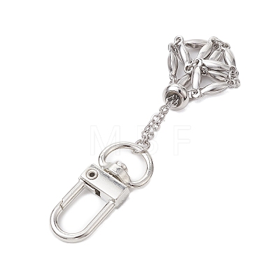 304 Stainless Steel Macrame Chain Pouch Empty Stone Holder Pendant Decoration HJEW-JM02083-1