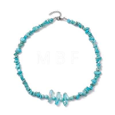 Synthetic Turquoise & Natural Quartz Crystal Chips Beaded Necklaces for Women NJEW-TA00148-1