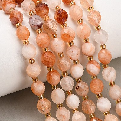 Natural Red Hematoid Quartz/Ferruginous Quartz Beads Strands GG-CBA4A3B-A12-1