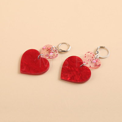 Valentine's Day Iron Acrylic Leverback Earrings WGDAD85-01-1