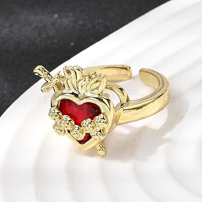 Glass Cuff Open Rings RJEW-P178-01A-G-1