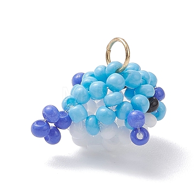Glass Seed Beaded Puffer Pendants PALLOY-MZ01121-01-1