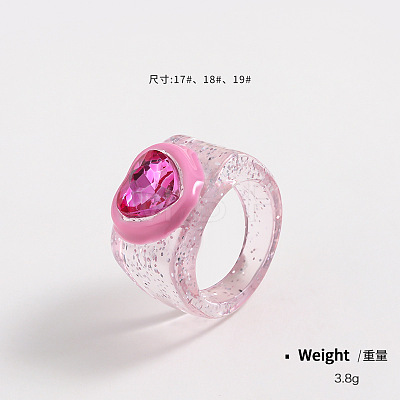 Resin Enamel and Glass Finger Rings FS-WG51DC4-01-1