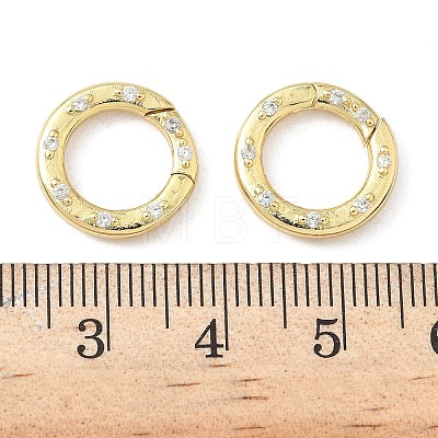 Brass Micro Pave Clear Cubic Zirconia Spring Gate Rings X-KK-Z120-43G-1