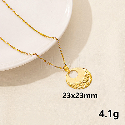 304 Stainless Steel Flat Round Pendant Necklace for Women SM6724-8-1