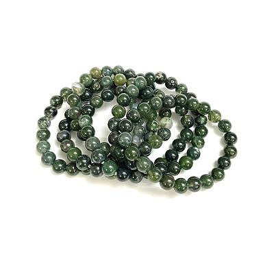 Natural Moss Agate Beads Stretch Bracelets BJEW-F380-01-B15-1