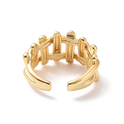 Brass Braided Design Open Cuff Ring for Women RJEW-P034-04G-1