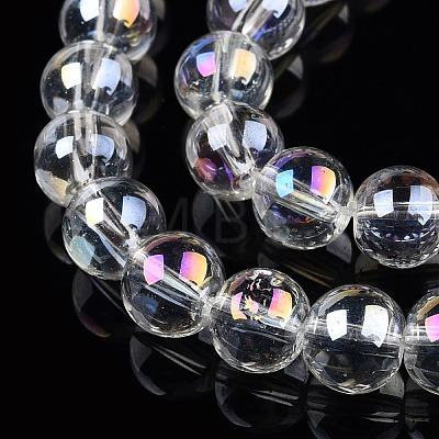 Electroplate Transparent Glass Beads Strands GLAA-T032-T10mm-AB13-1