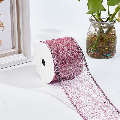 Glitter Polyester Satin Ribbon AJEW-WH0472-28B-1