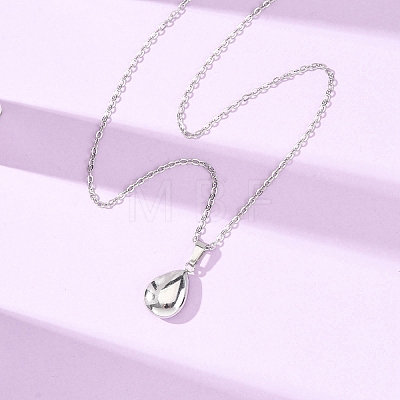 304 Stainless Steel Teardrop Pendant Cable Chain Necklaces for Men Women NJEW-K308-02B-P-1