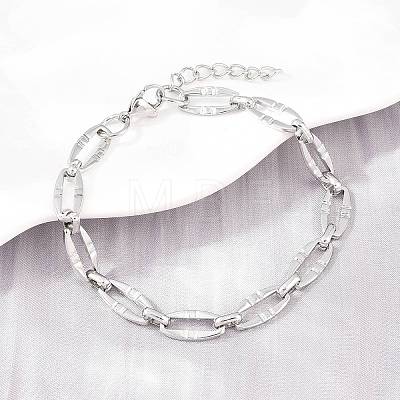 304 Stainless Steel Oval Link Chain Bracelet & Necklace Jewelry Sets SJEW-L199-03P-1