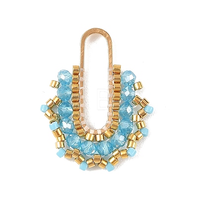 Brass & Seed Beaded & Glass Connector Charms PALLOY-MZ01372-01-1
