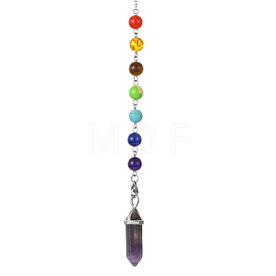 Mixed Gemstone Pointed Dowsing Pendulums PALLOY-JF02254-1