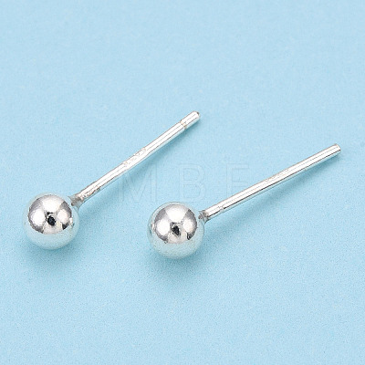 925 Sterling Silver Round Ball Stud Earrings STER-T005-01D-1