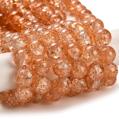 Spray Painted Crackle Glass Beads Strands CCG-Q001-10mm-05-1