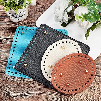 SUPERFINDINGS 4Pcs 4 Style PU Leahter Knitting Crochet Bags Bottom PURS-FH0001-01-1