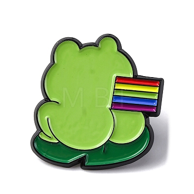 Funny Frog with Rainbow Enamel Pins JEWB-Q015-05D-1