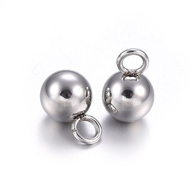 Tarnish Resistant 304 Stainless Steel Sphere Charms STAS-O107-04P-A-1