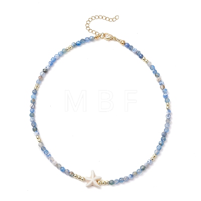 Summer Beach Dyed Natural Fire Crackle Agate Round Beaded Necklaces NJEW-JN05262-02-1