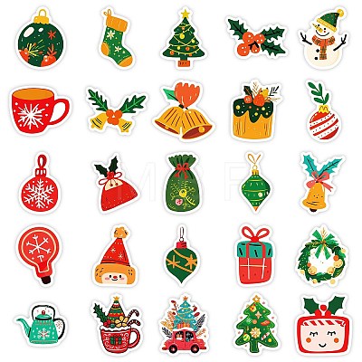 50Pcs Christmas Theme PVC Adhesive Waterproof Stickers PW-WG66132-01-1