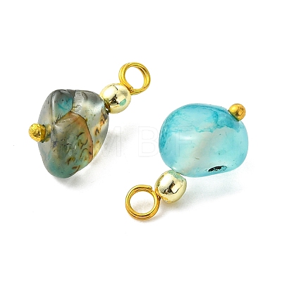 Natural Agate(Dyed & Heated) Tumbled Stone Pendants PALLOY-JF05540-01-1