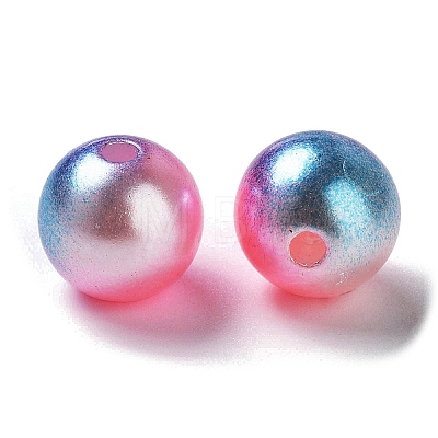 Rainbow ABS Plastic Imitation Pearl Beads OACR-Q174-6mm-14-1